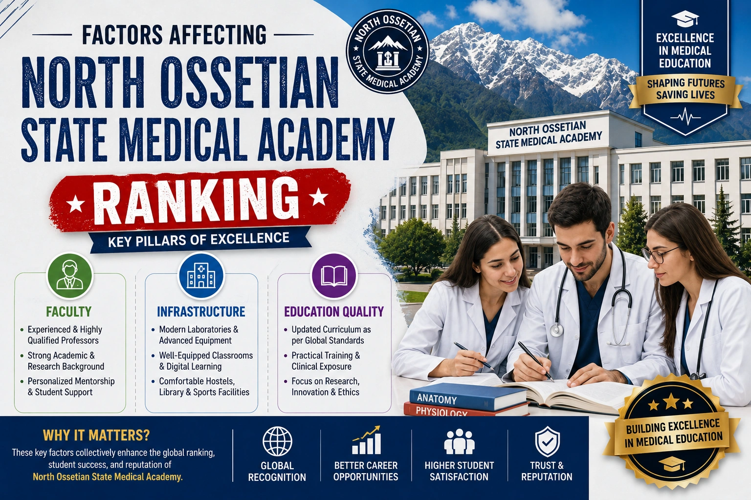 Factors Affecting North Ossetian State Medical Academy Ranking: Faculty, Infrastructure & Education Quality